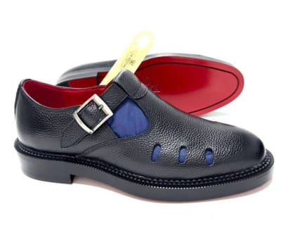 Chaussures Classiques Homme en Cuir avec Boucle Élégante – Noir & Bleu