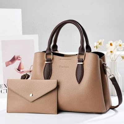 Sac à Main Femme Beige Élégant avec Pochette Assortie