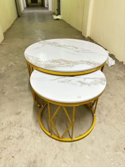 Modern Luxury 2in1 pure  Marble Nesting tables