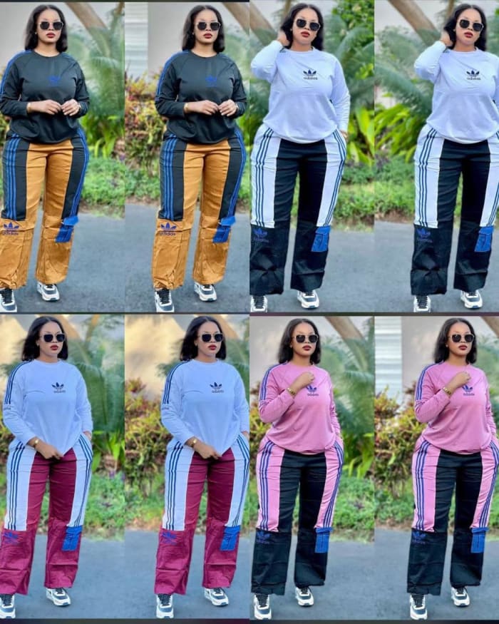 Ensemble Streetwear Color-Block : Sweat col rond et pantalon cargo fluide