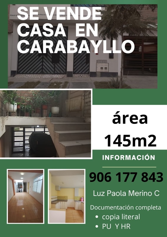 SE VENDE CASA CON 2 PISO Y AIRES EN CARABAYLLO