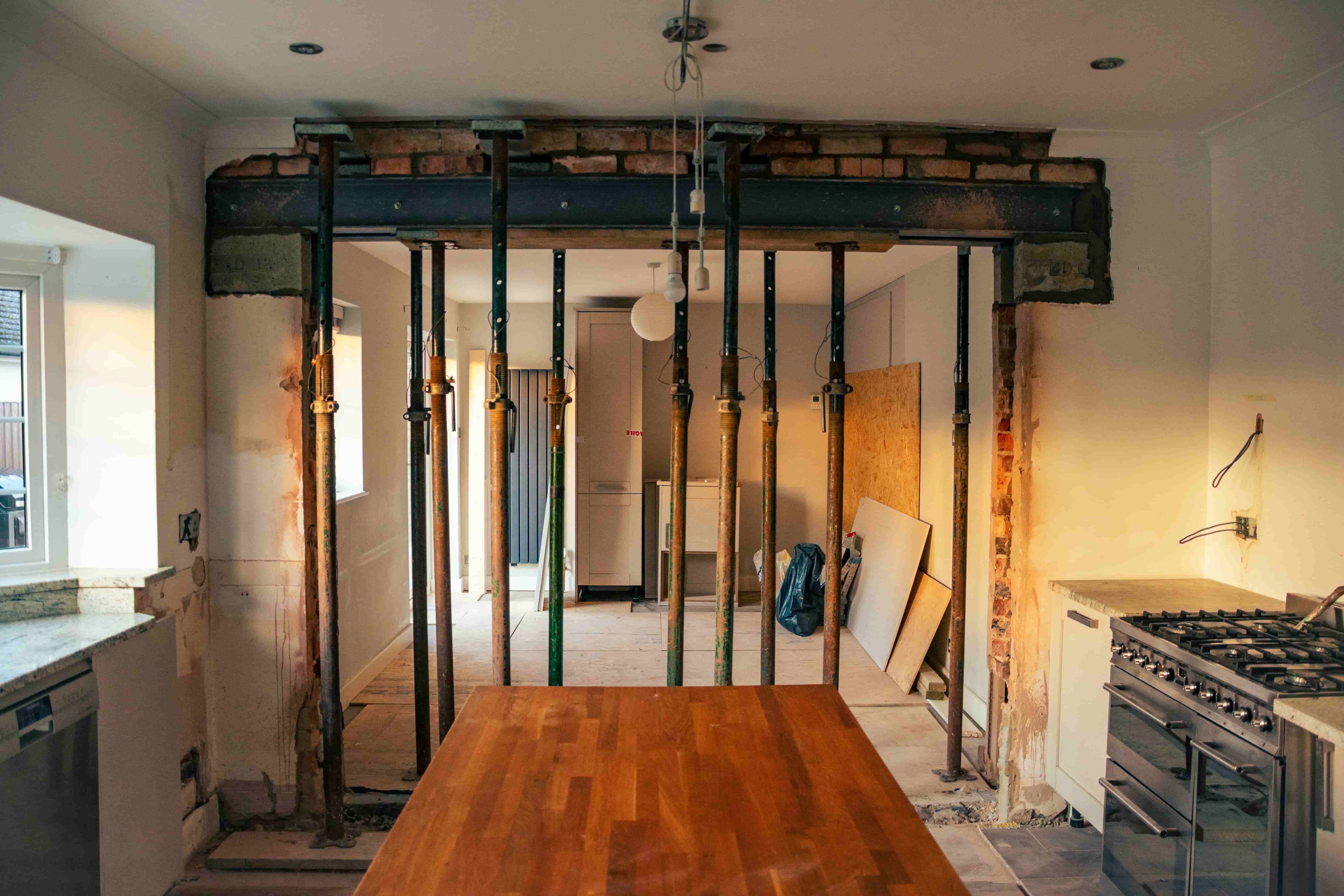 exposed walls of old home