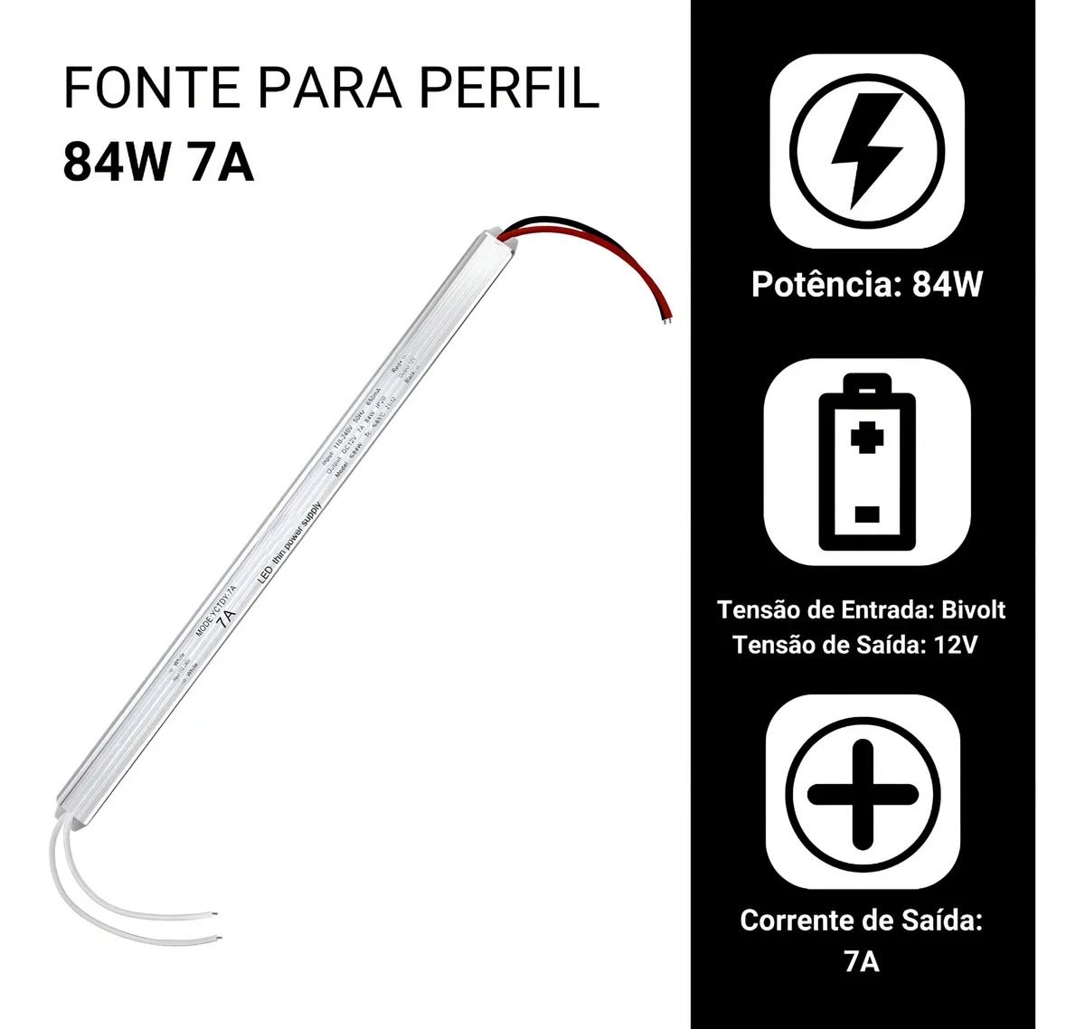 Fonte Slim 12V 7A 84W