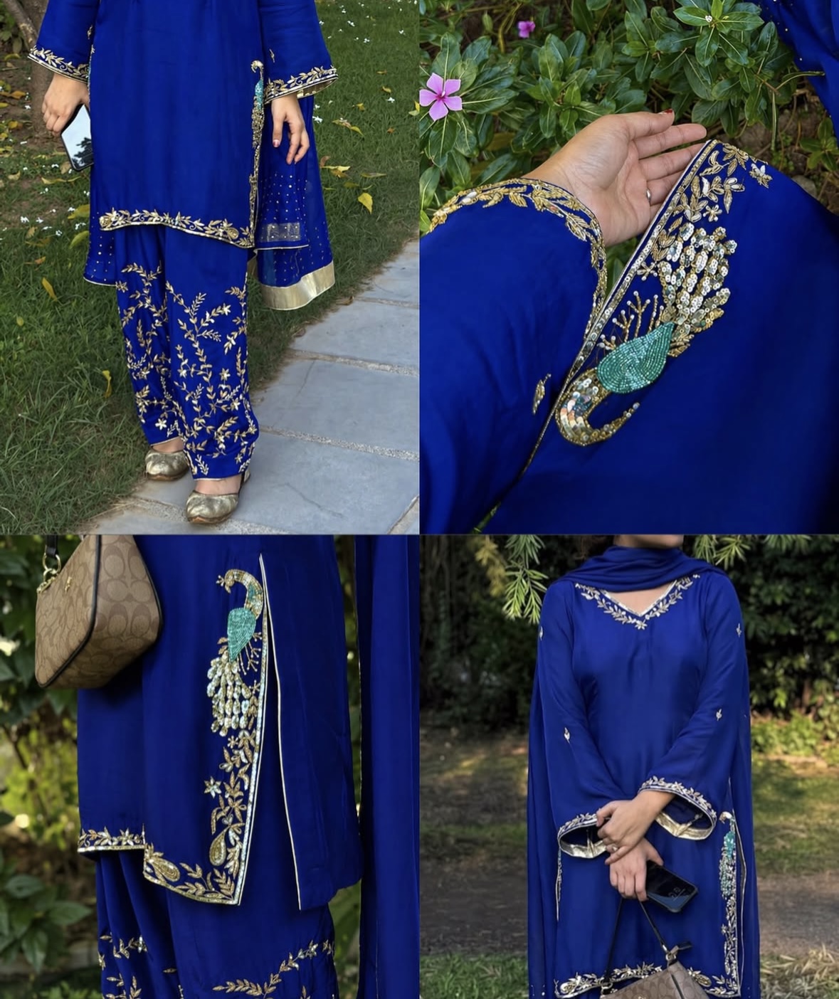 Blue Crepe Silk Punjabi Suit — photo 5