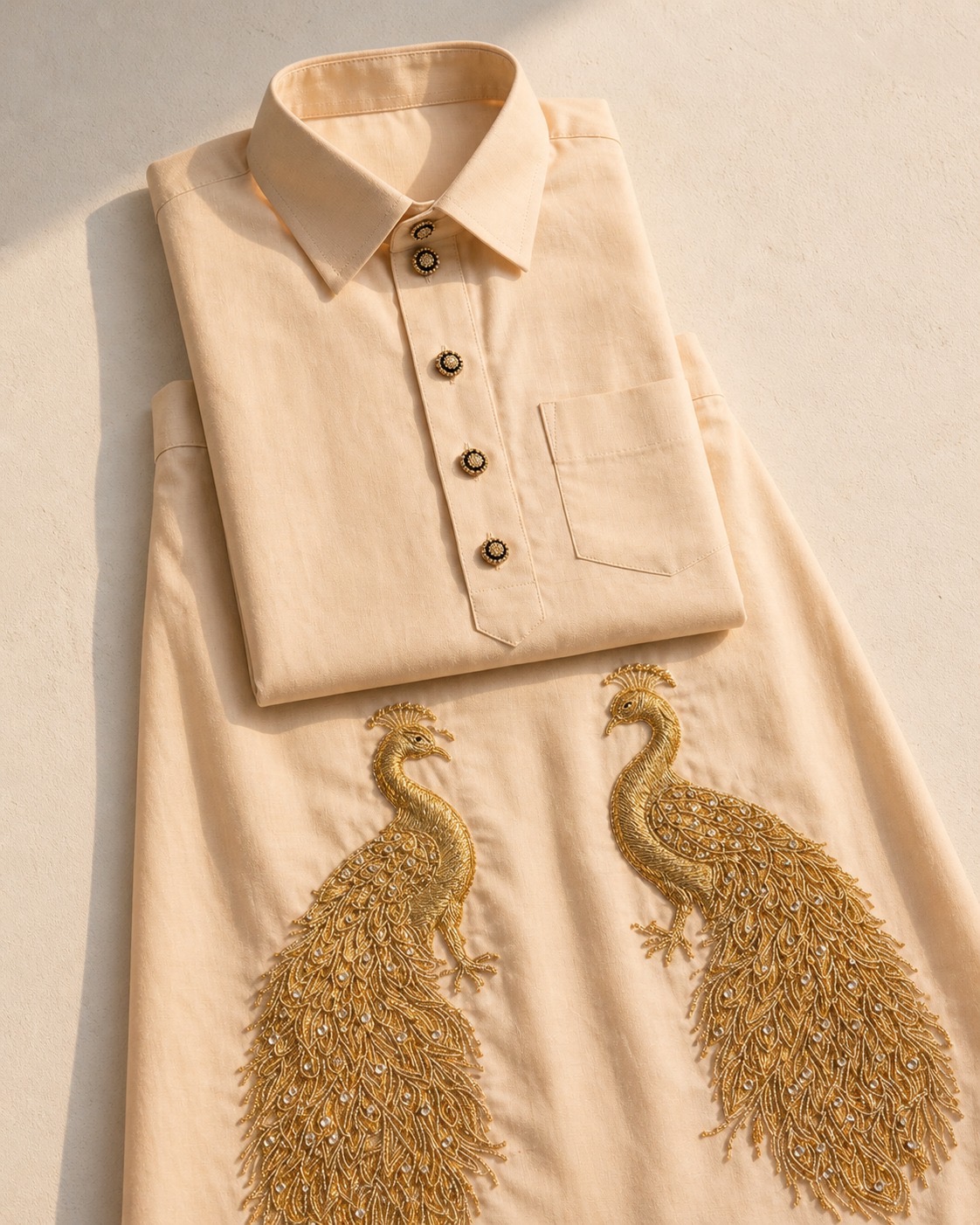 Cream & Gold Morni Kurta Chadra — photo 2