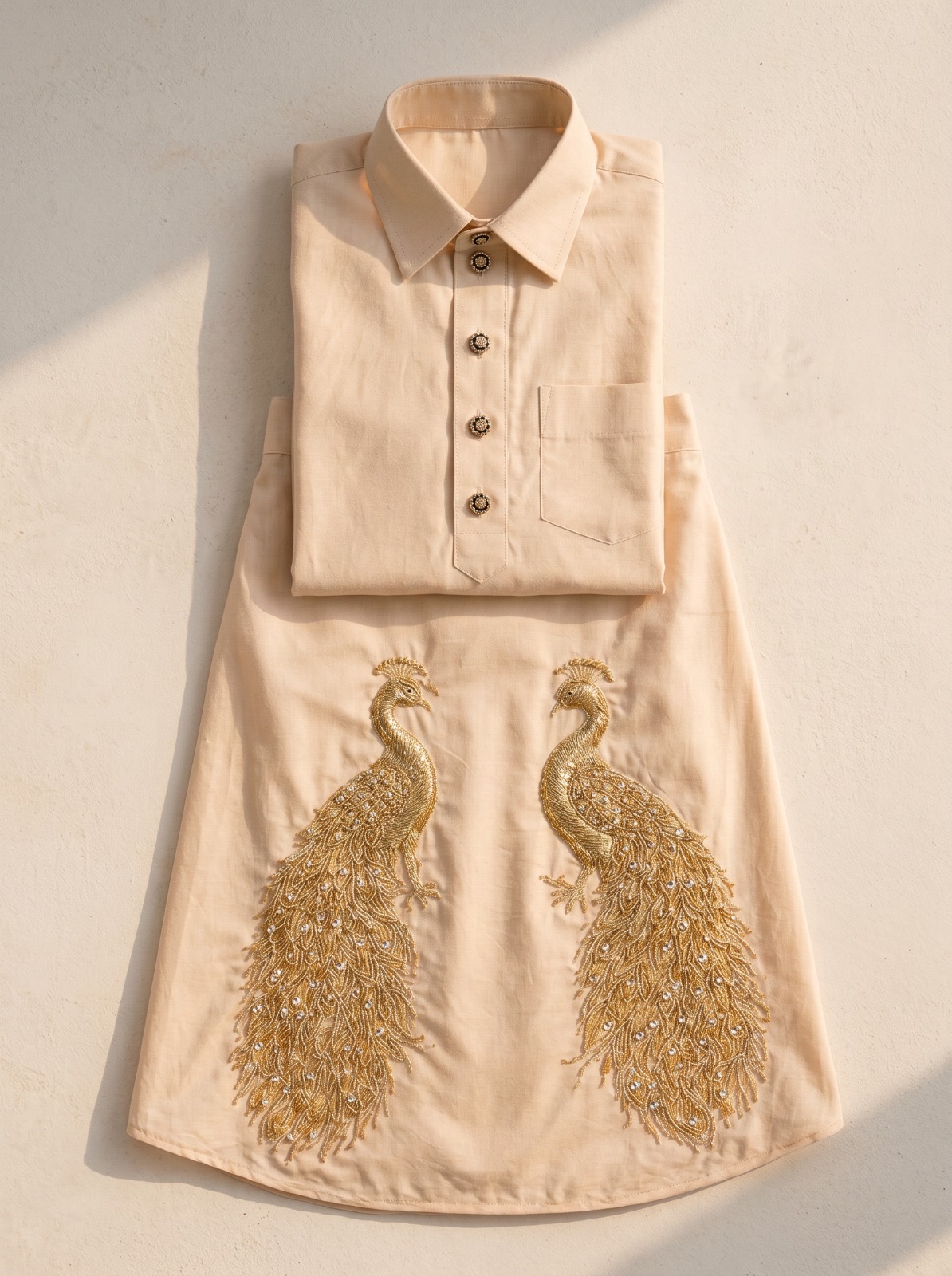 Cream & Gold Morni Kurta Chadra — photo 3