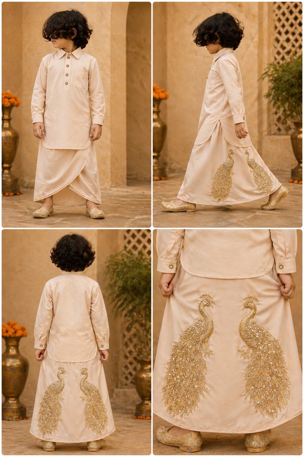 Cream & Gold Morni Kurta Chadra — photo 5