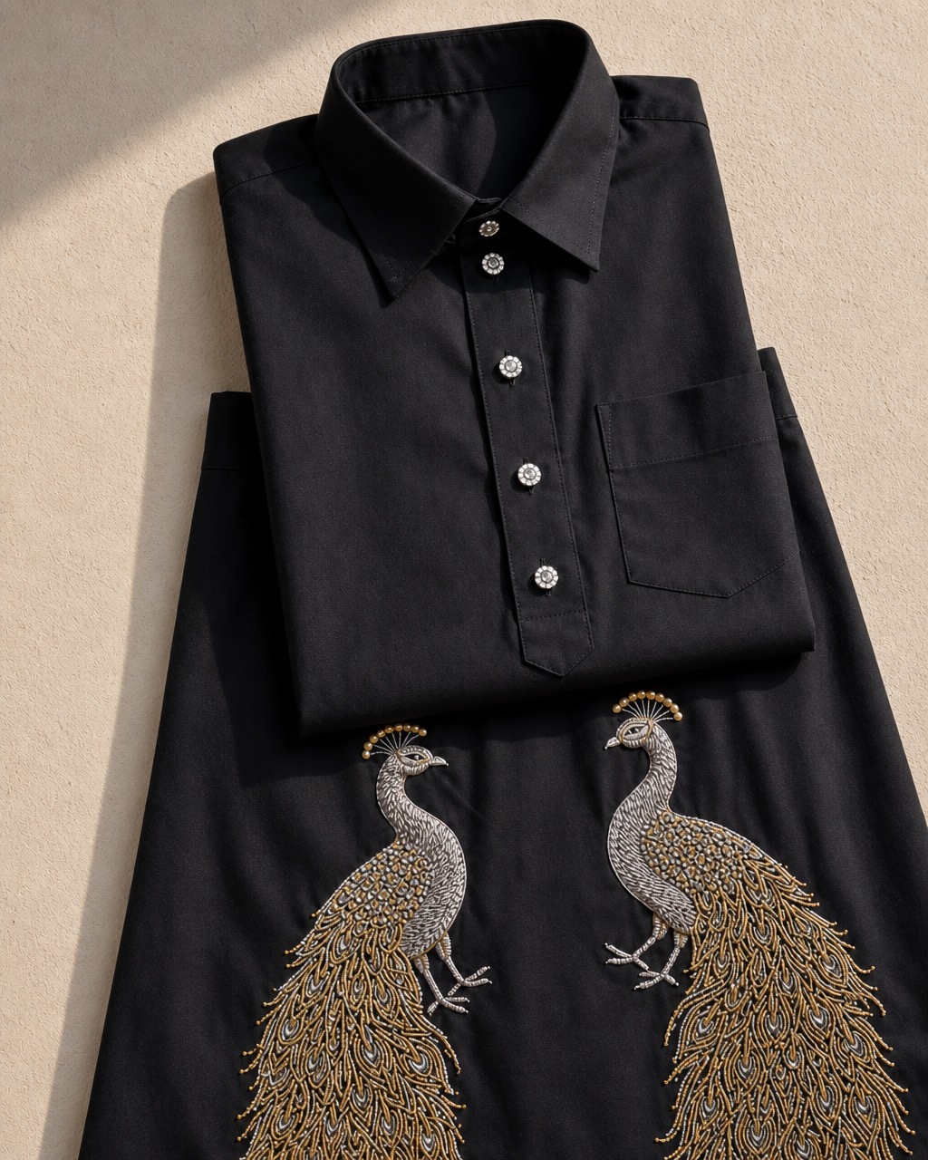 Black & Silver-Gold Morni Kurta Chadra — photo 3