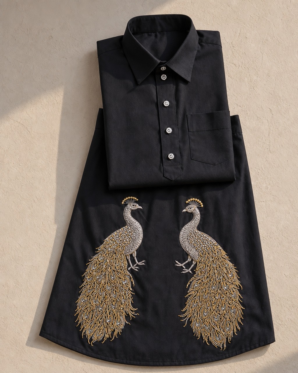 Black & Silver-Gold Morni Kurta Chadra — photo 2