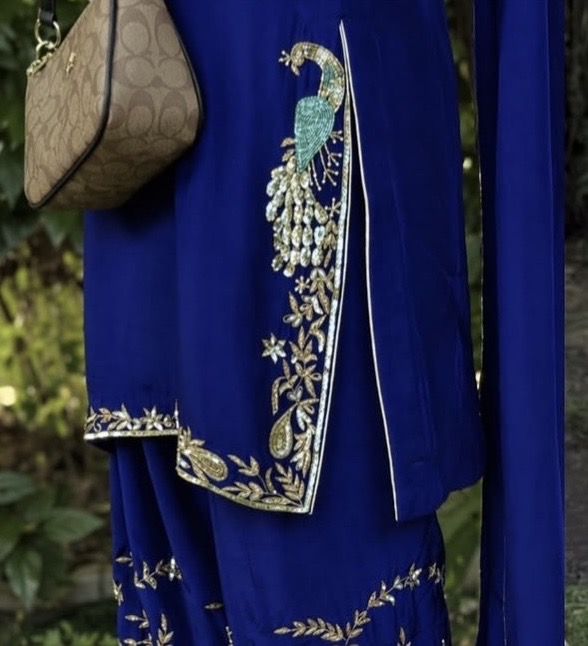 Blue Crepe Silk Punjabi Suit — photo 4