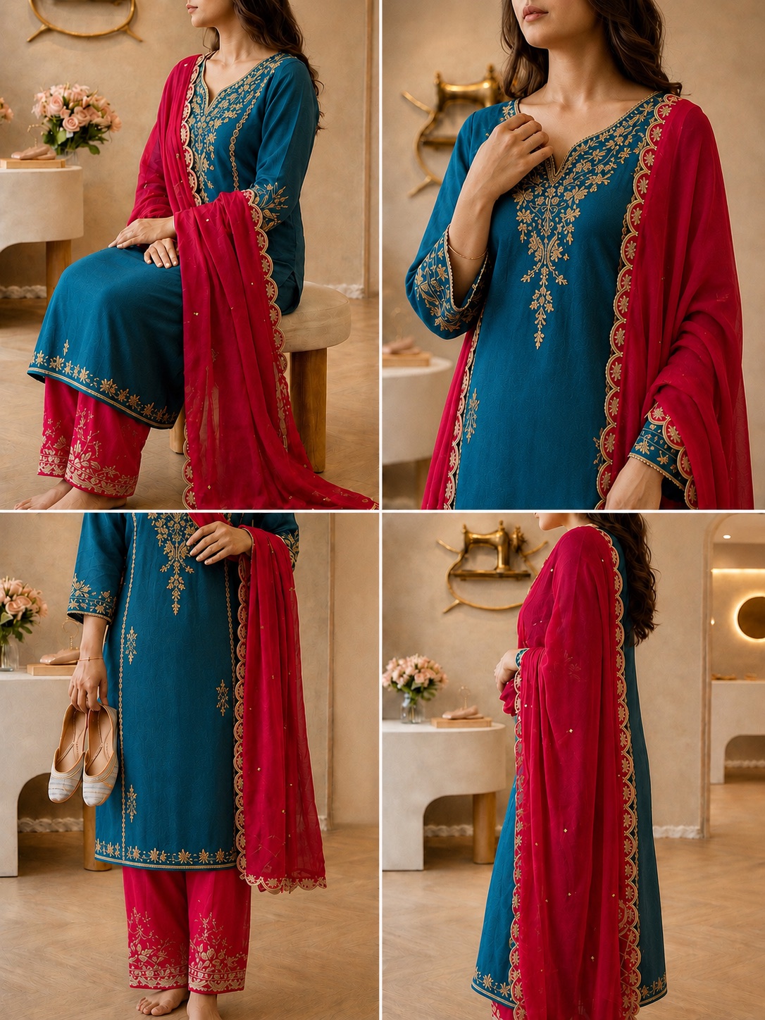 Crepe Silk A-Line Punjabi Suit (Boutique Hand Work) — photo 5