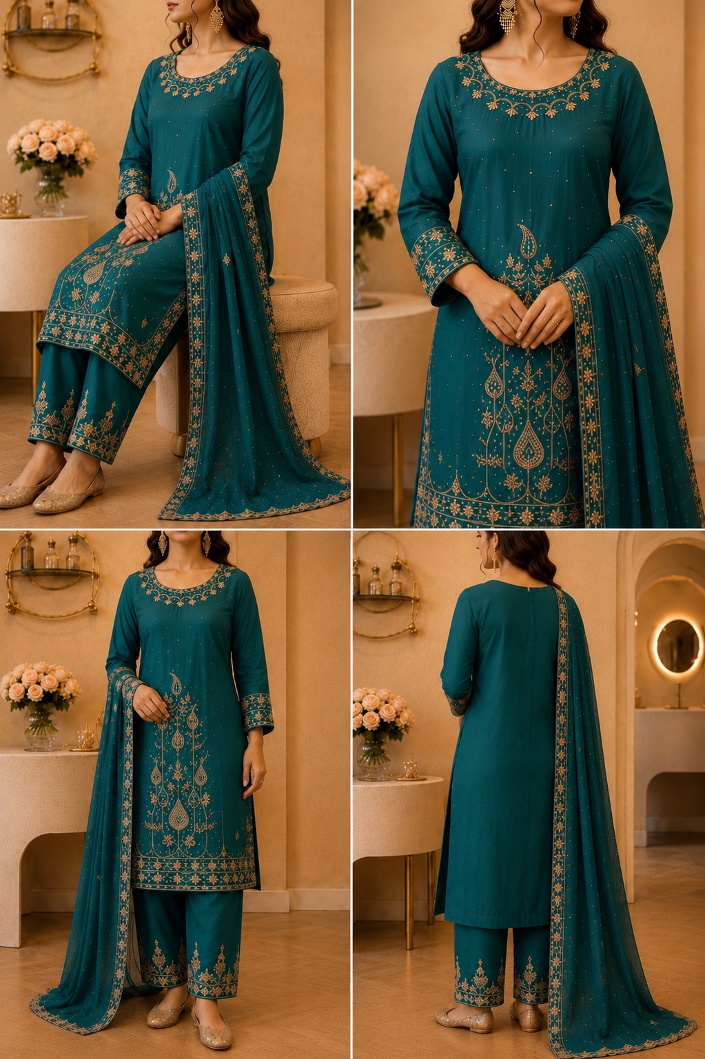 Crepe Silk Punjabi Suit with Chiffon Dupatta — photo 5