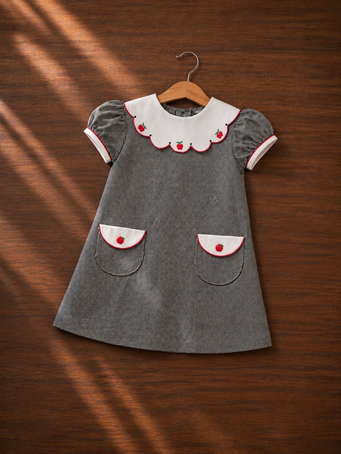 Kids Apple-Embroidered Gingham Frock — photo 1