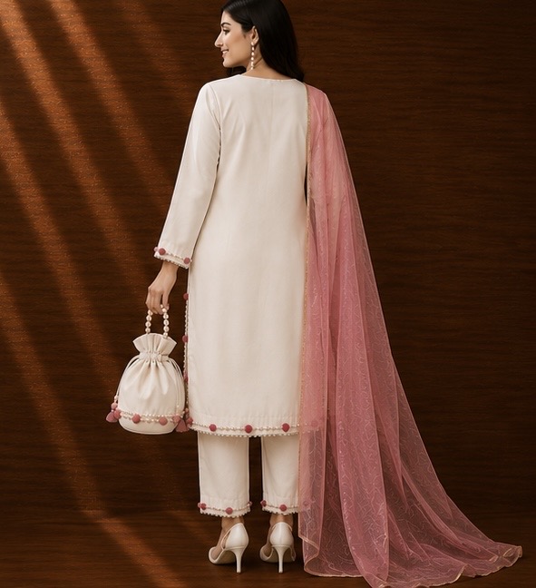 Ivory & Pink Punjabi Suit — photo 2