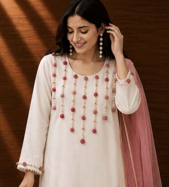 Ivory & Pink Punjabi Suit — photo 1