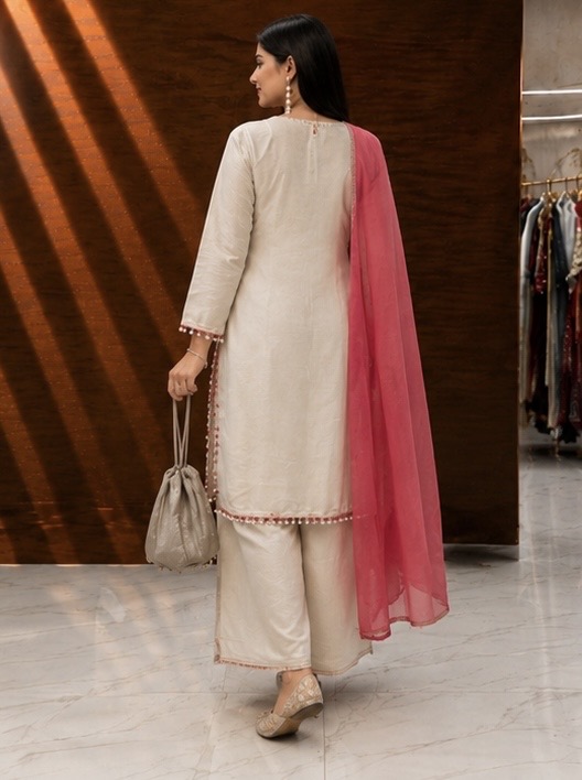 Ivory & Hot-Pink Punjabi Suit — photo 3