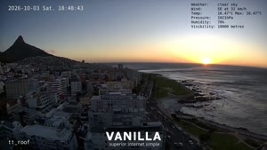 Live sunset camera in Cape Town, Western Cape, South Africa