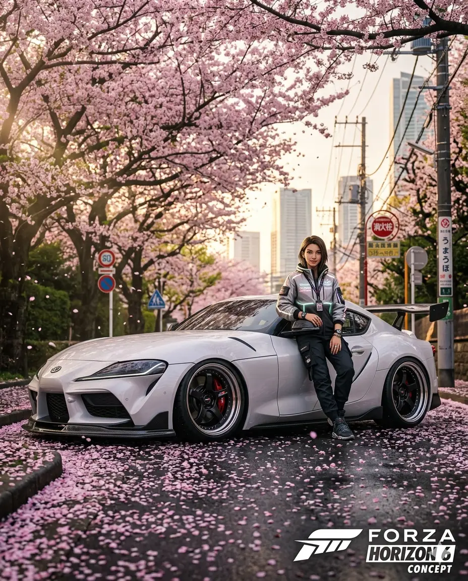 Forza Horizon 6 – Sakura Drift Concept: Tokyo Cherry Blossom Supra Scene