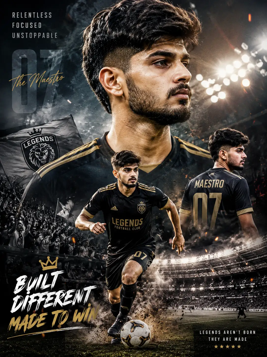 Unstoppable Legacy: Ultra-Realistic Cinematic Football Hero Poster