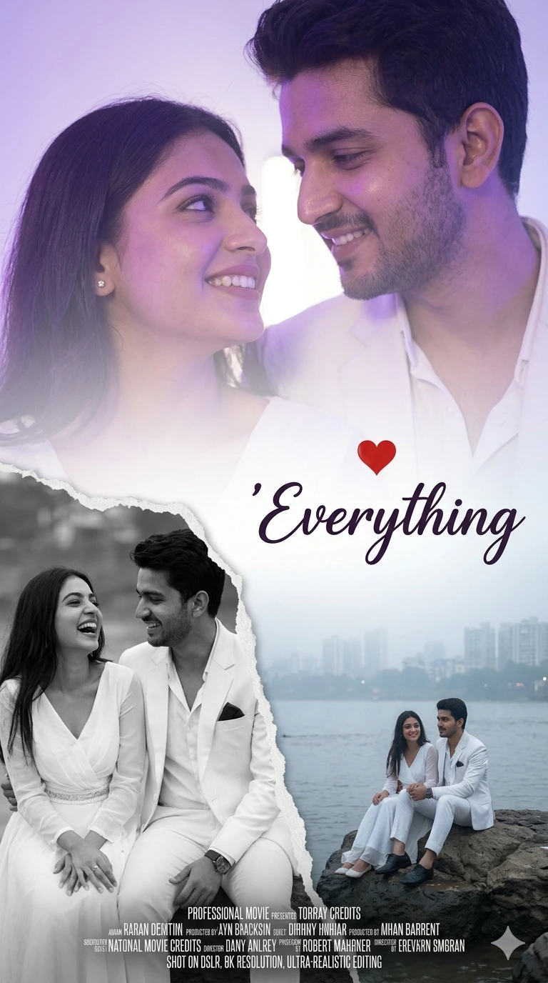 Everything – Cinematic Romantic Movie Poster Collage with Dual Timeline Scenes