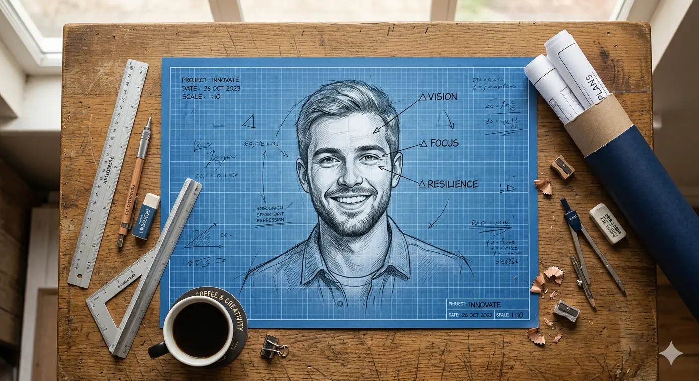 Blueprint of Vision — Drafted Mind Portrait