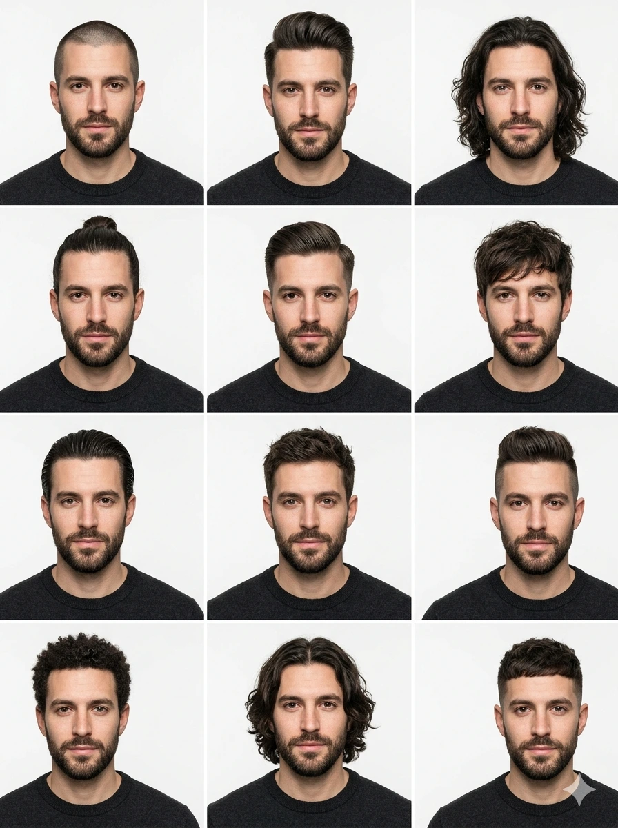 The Hairstyle Matrix — 12 Looks, One Identity