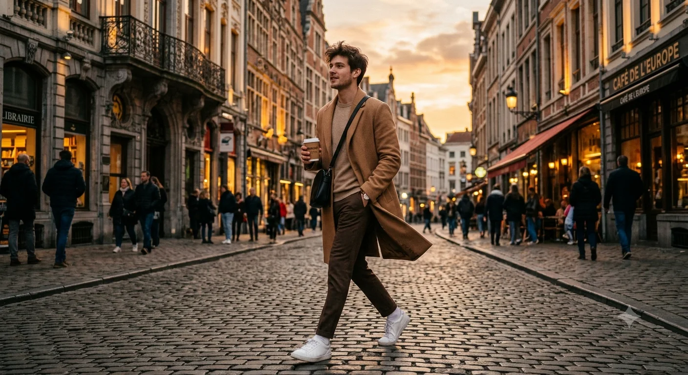 Golden Crosswalk — European Street Elegance