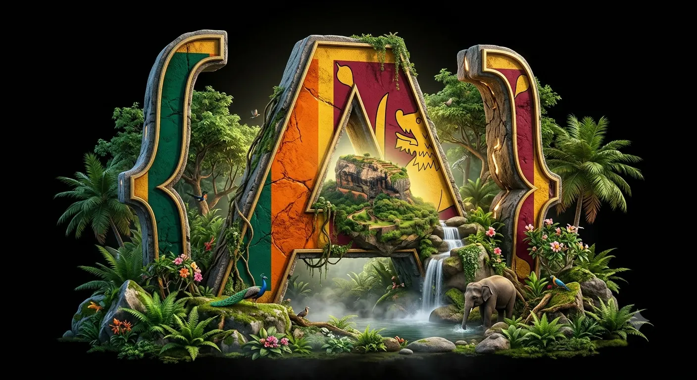 A OF LANKA : THE NATIONAL EMBLEM IN LIGHT