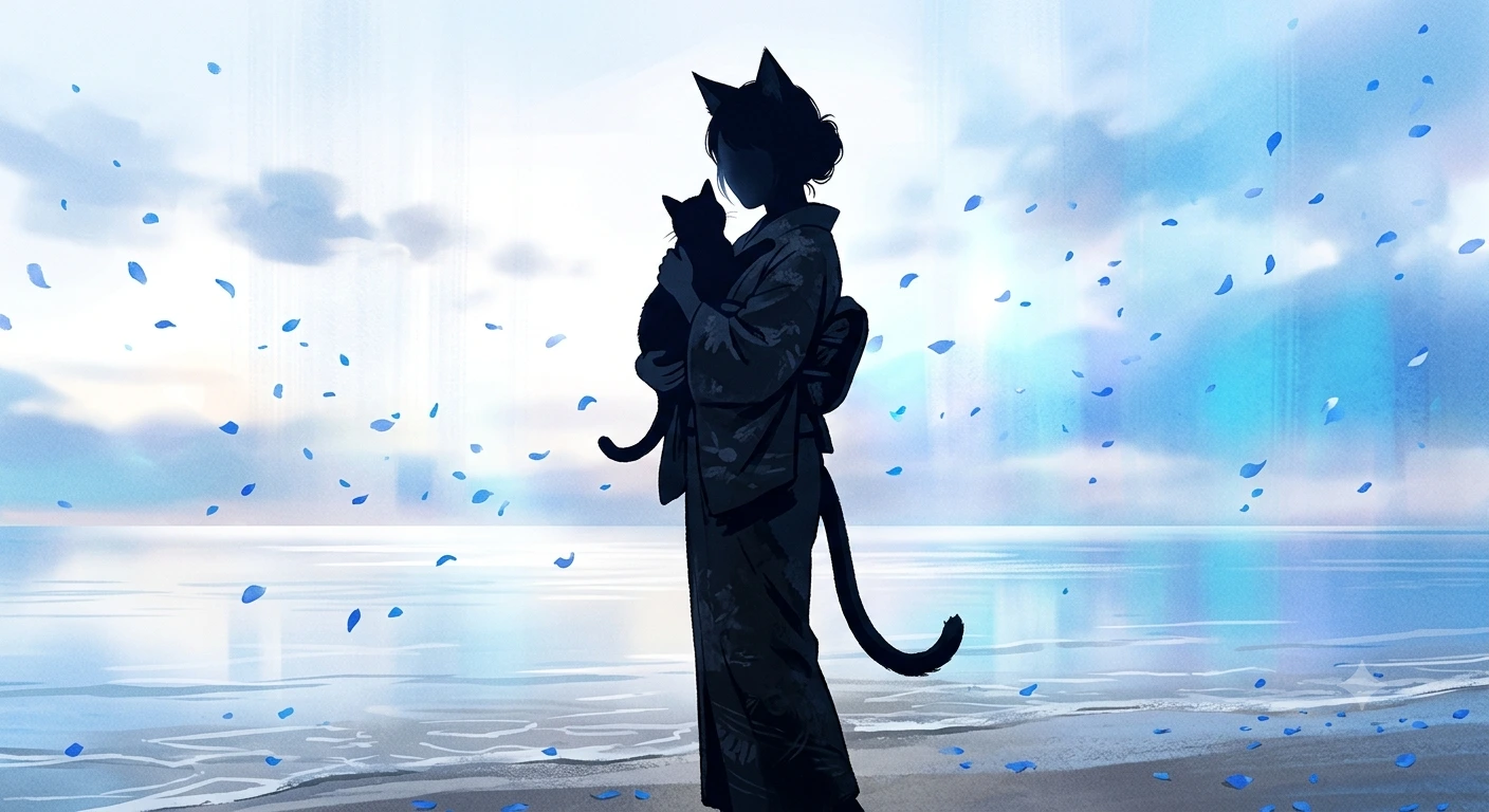 BLUE PETAL SHORE : THE FACELSS KIMONO WHISPER