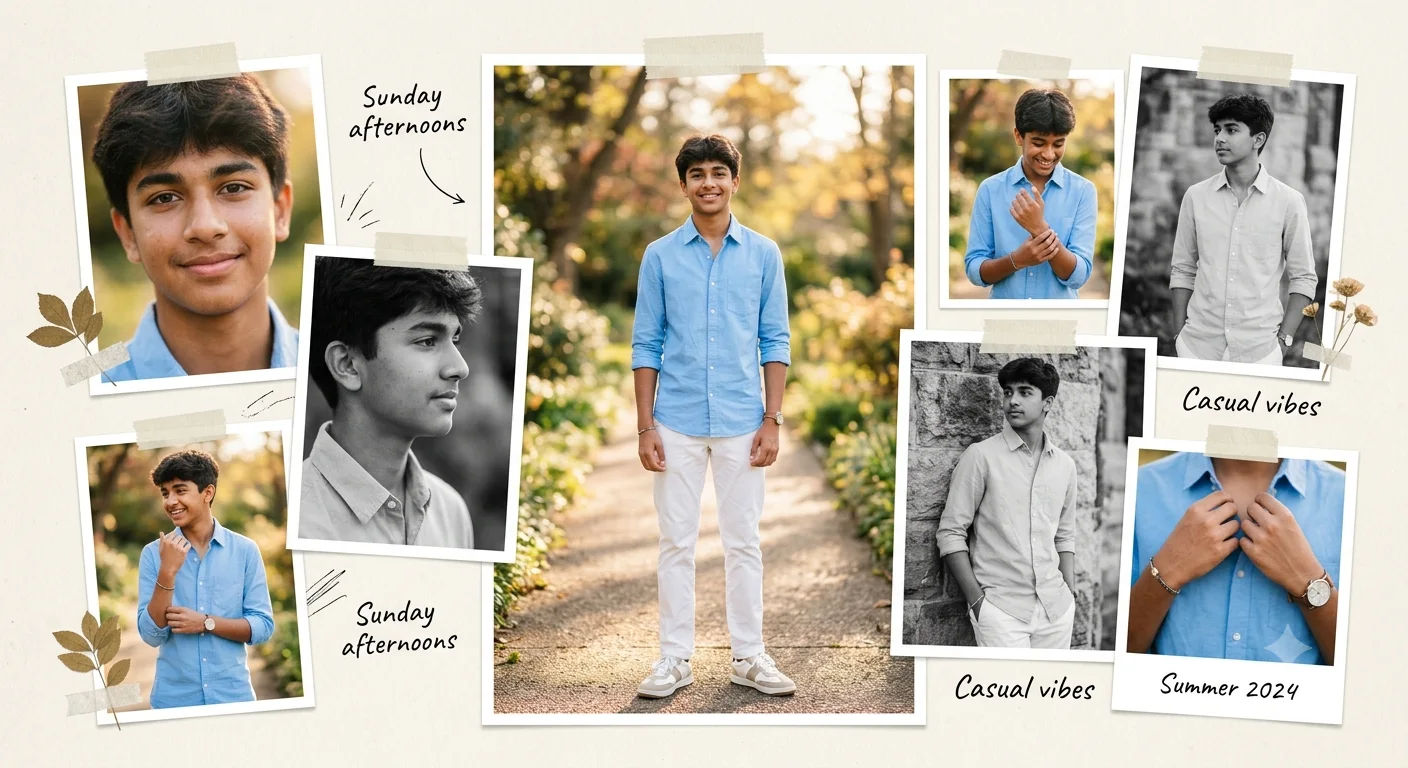BLUE SKY MEMORY: Cinematic Teen Collage Portrait – Instagram Editorial Aesthetic