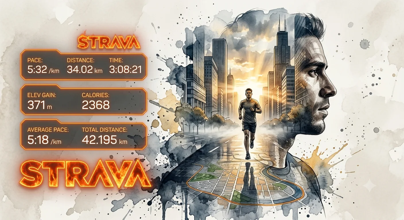 SUNRISE ENDURANCE: Double Exposure Runner Journey – Strava Neon Motion Editorial