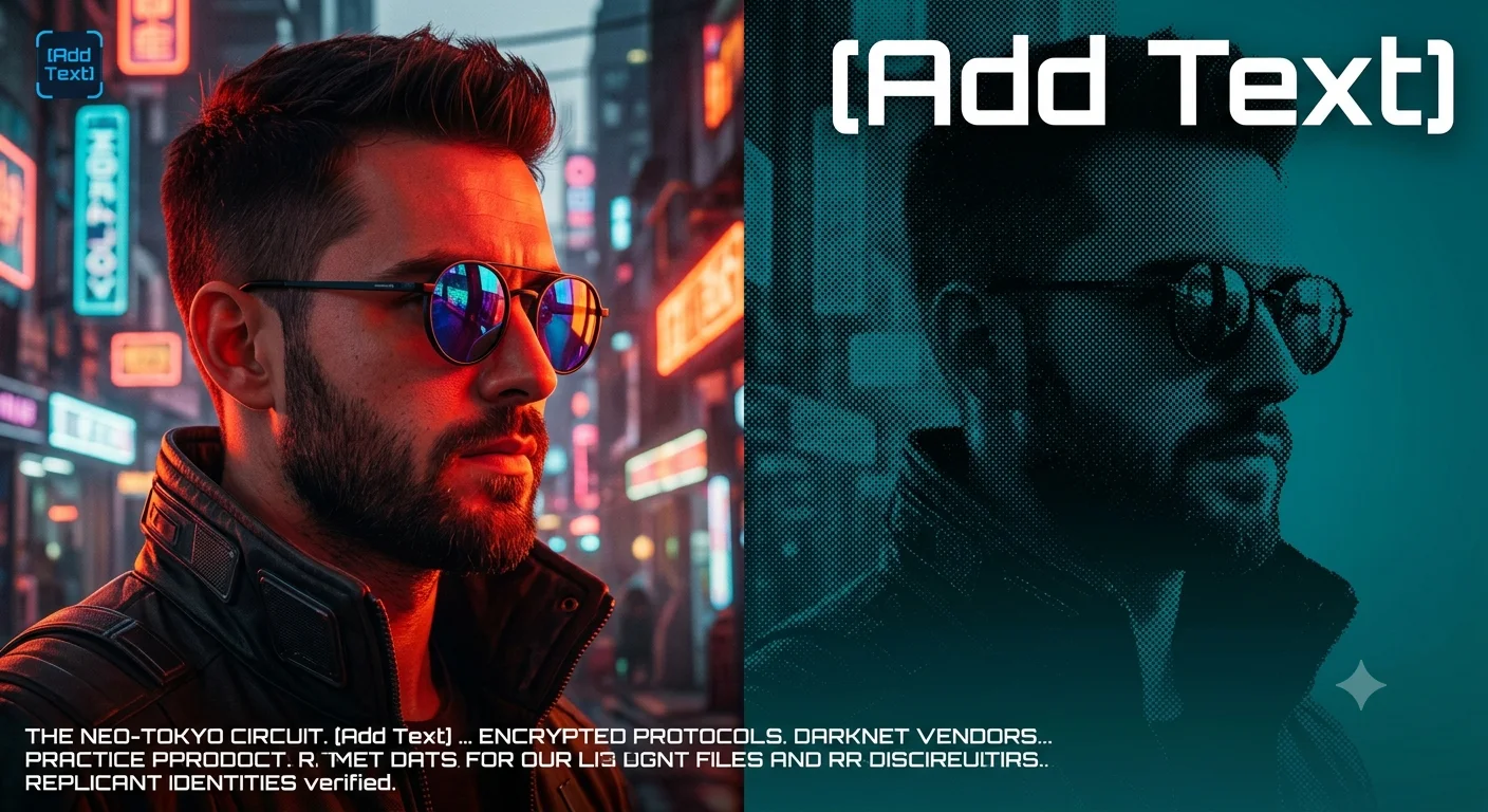 Neon Duality — Cyberpunk Split-Screen Portrait