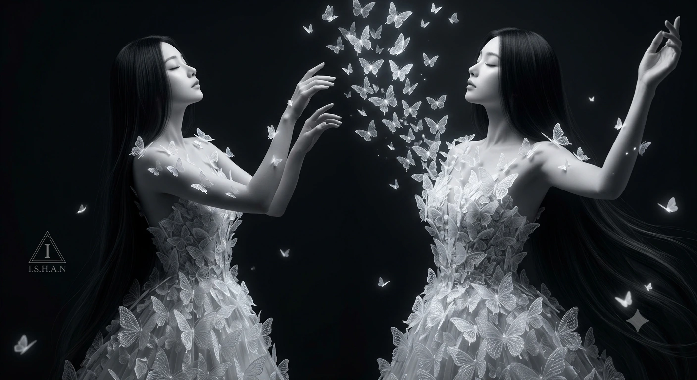 MOONLIT BUTTERFLY ASCENSION: Ethereal Dark Fantasy Transformation Portrait
