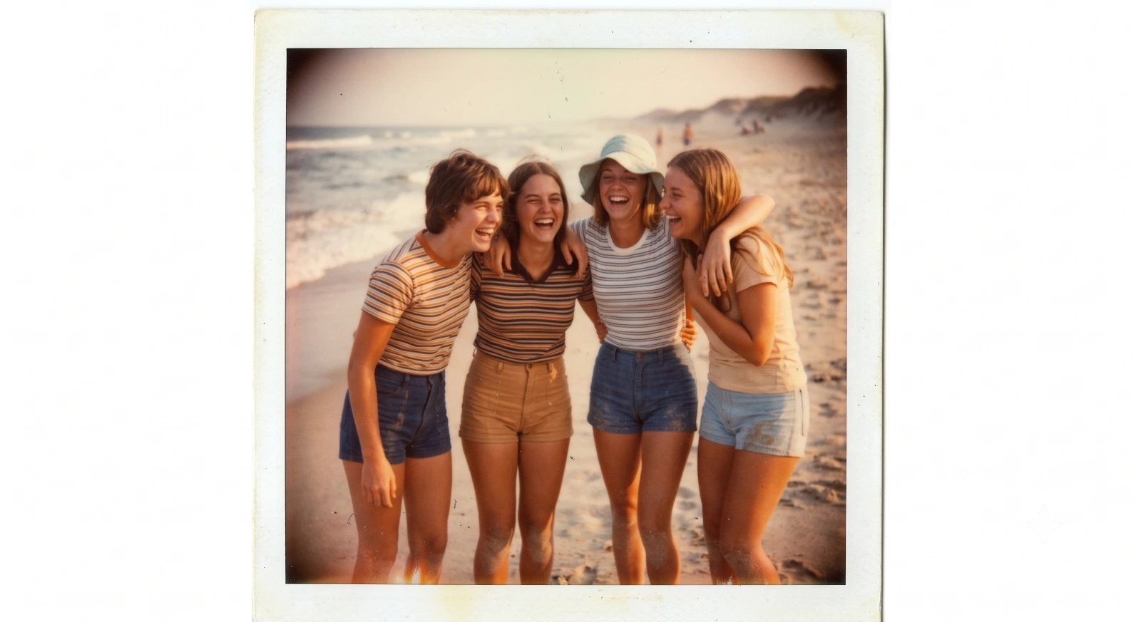 Nostalgic 1970s Polaroid Beach Day