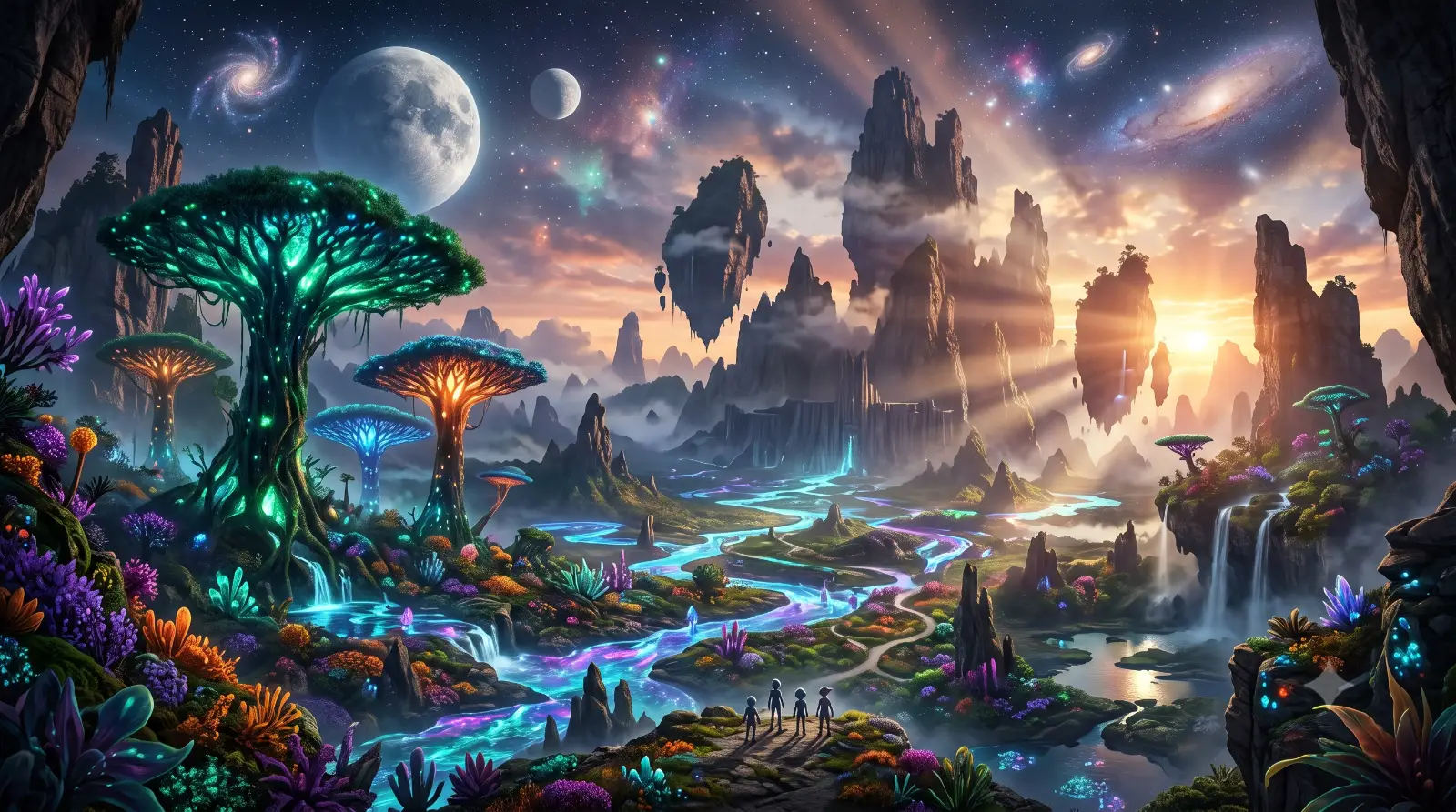Bioluminescent Alien Planet Landscape Prompt