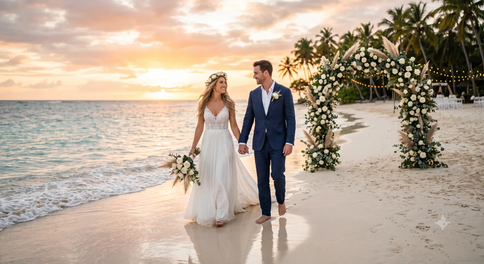 Dreamy Sunset Beach Wedding Photography