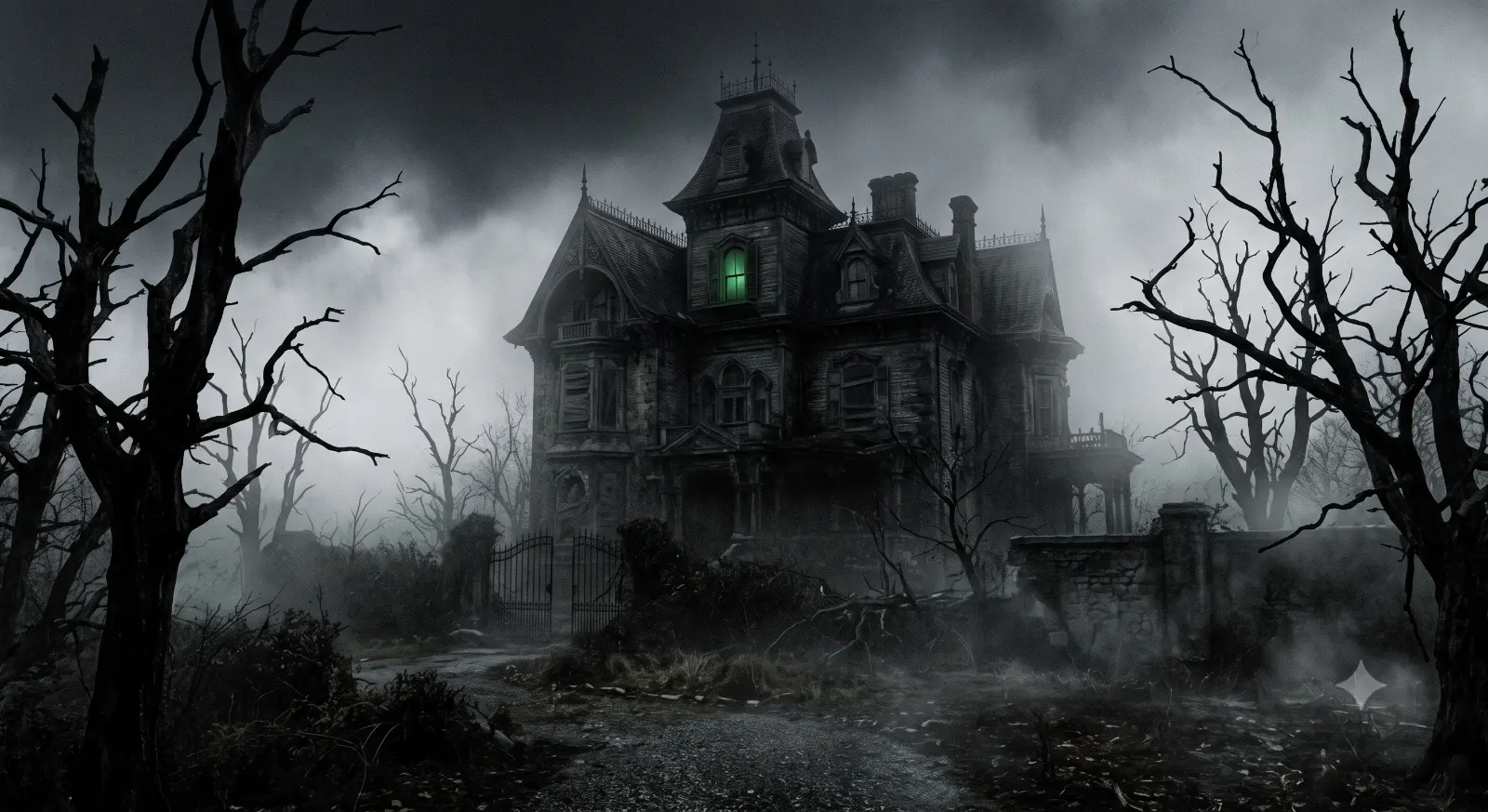 Misty Haunted Victorian Mansion