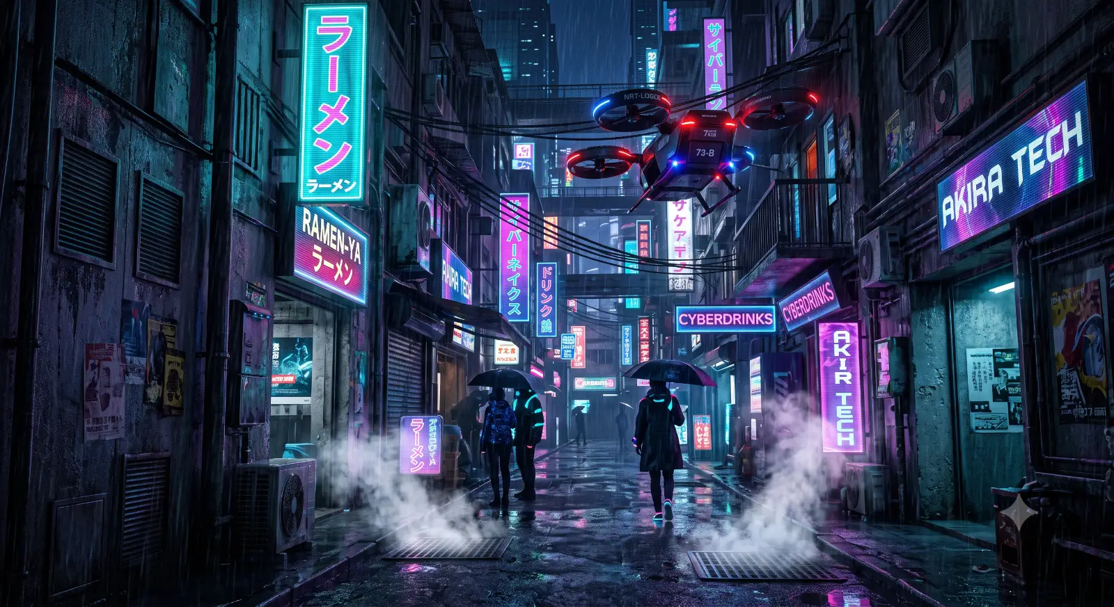 Neo-Tokyo Rainy Alleyway