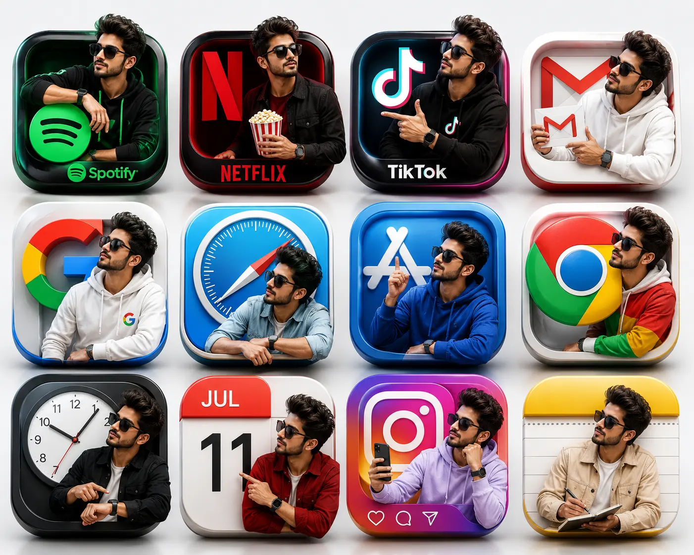 3D App Icon Grid Design