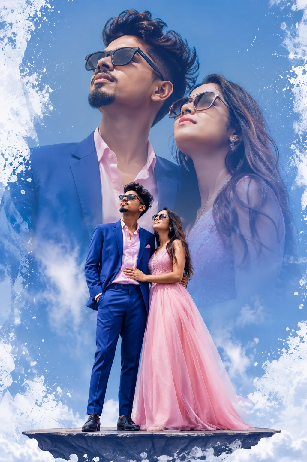 Romantic dreamscape portrait in pastel hues