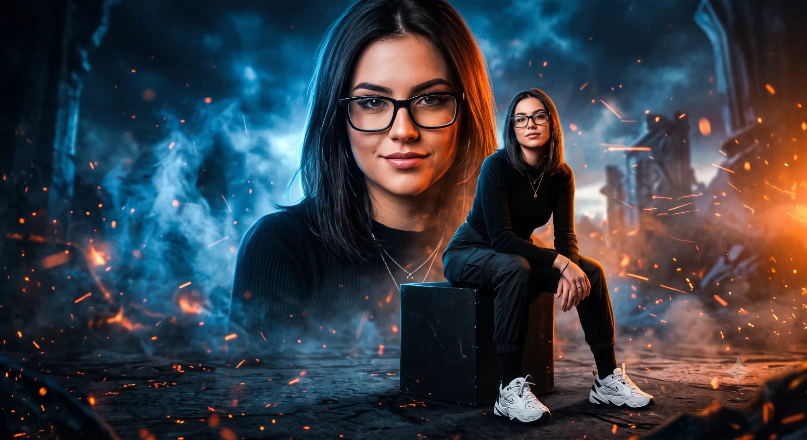 Cinematic Dual Portrait: Blue and Orange