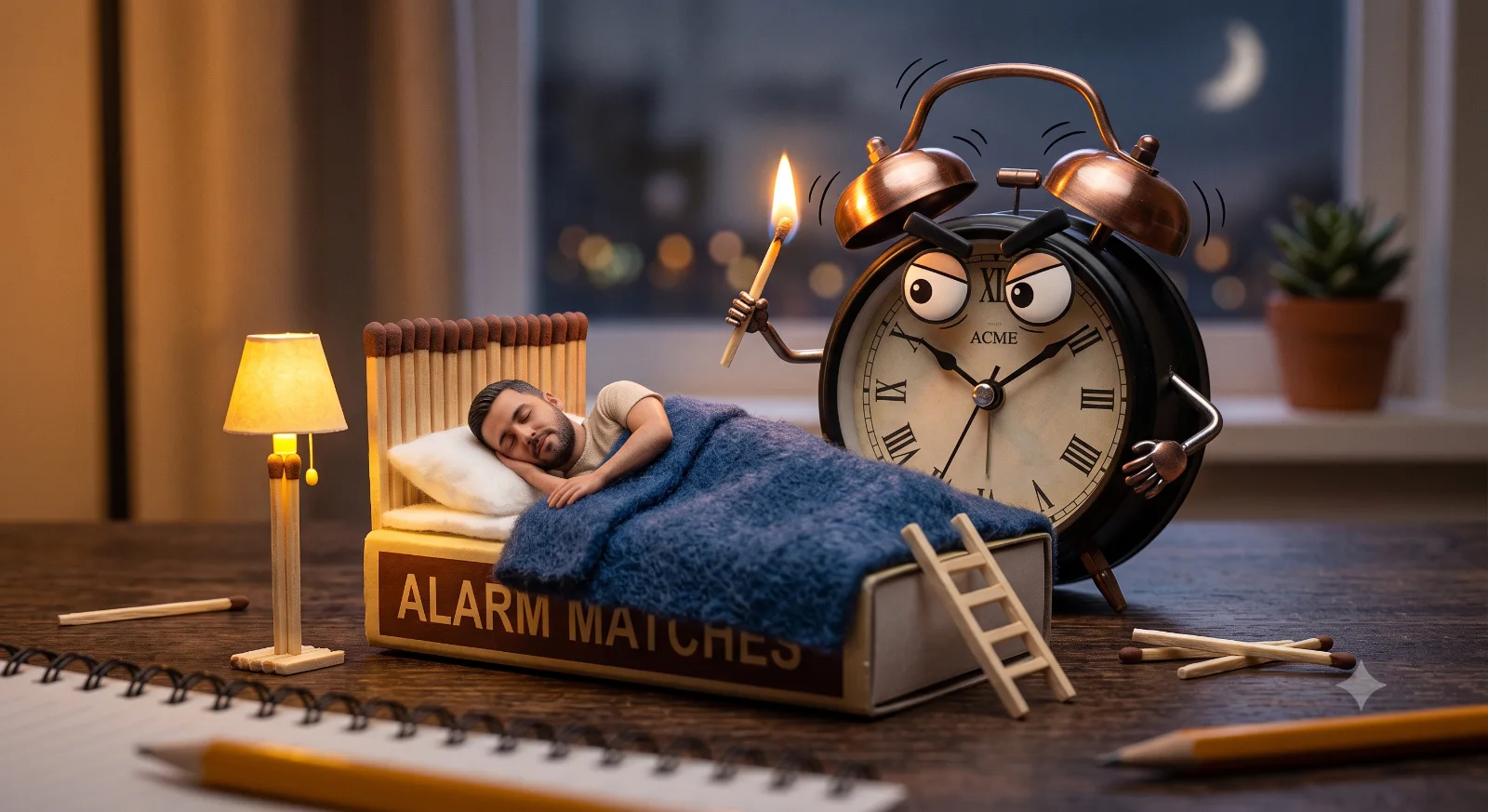 Miniature Matchbox World's Humorous Alarm