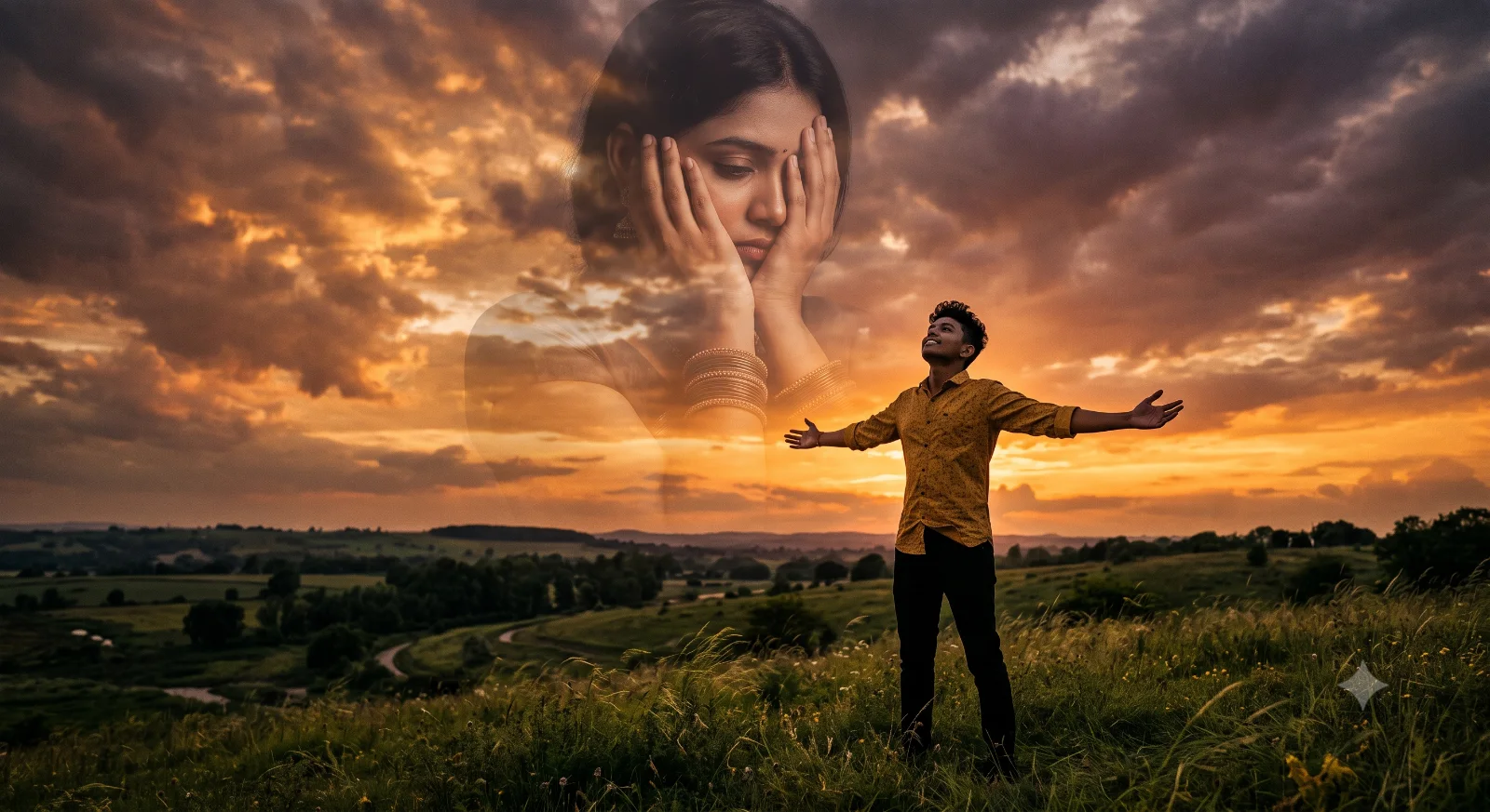 Double Exposure: Boy and Girl