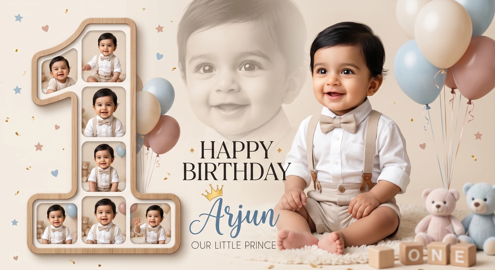 Luxury Baby Birthday Collage Design