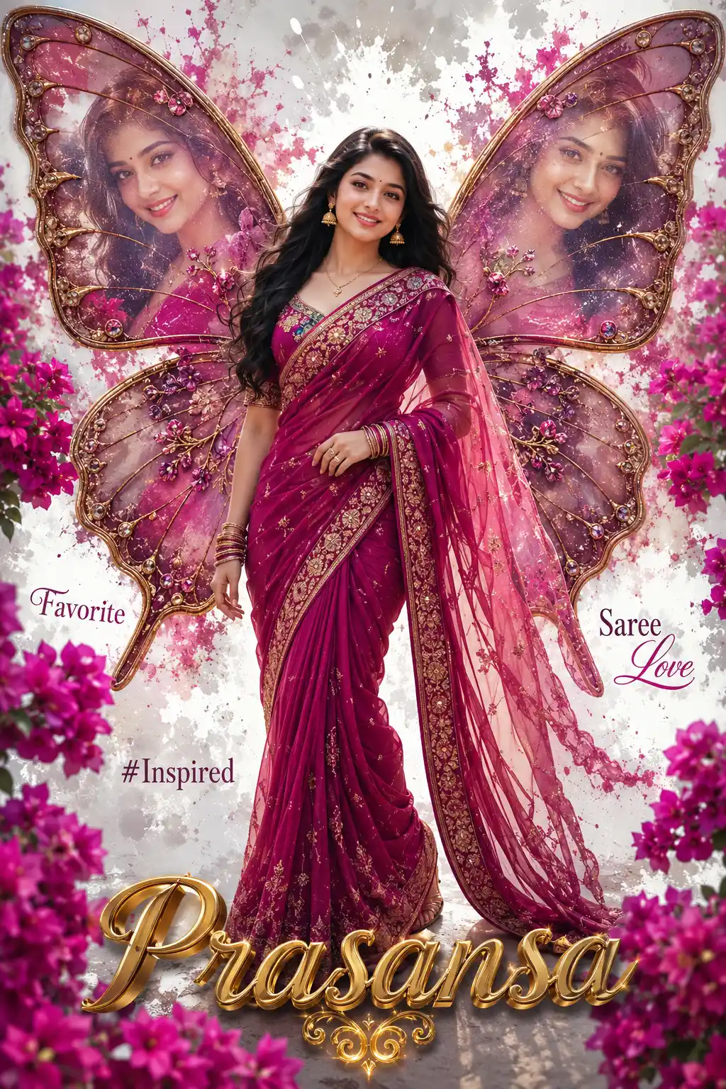 Magical saree with butterfly wings
