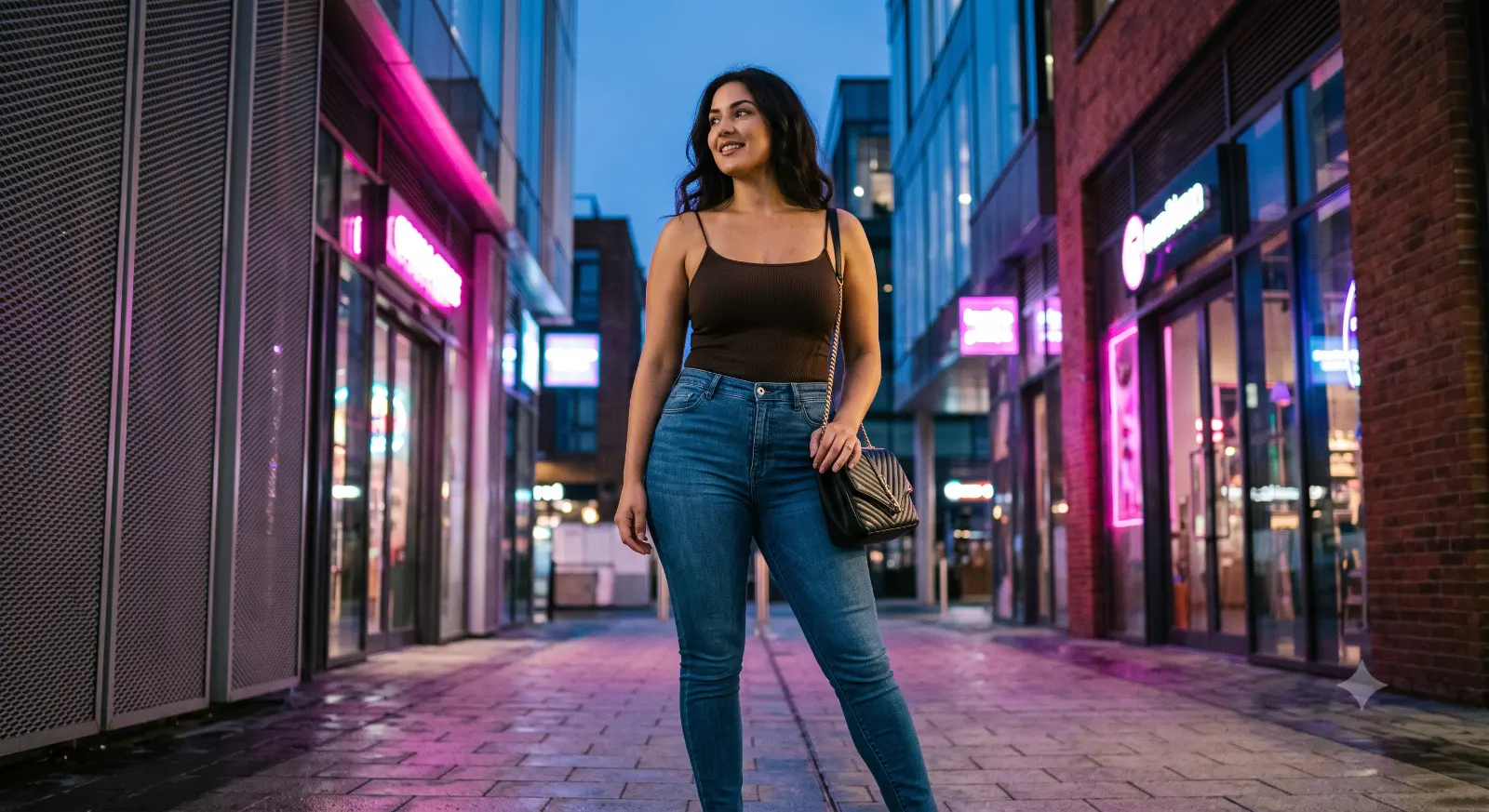 Neon Pink Dusk Urban Portrait