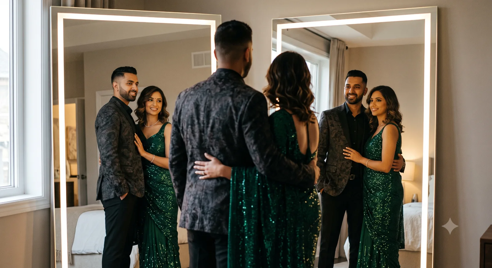 Couple's Mirror Reflection Portrait