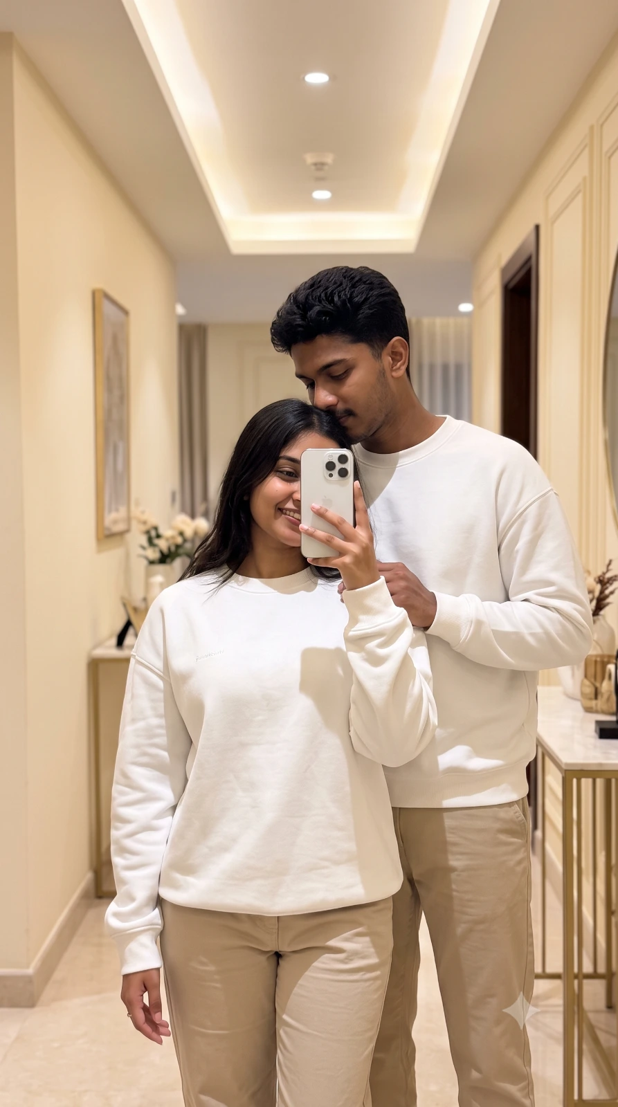 New Couple's Cozy Mirror Selfie