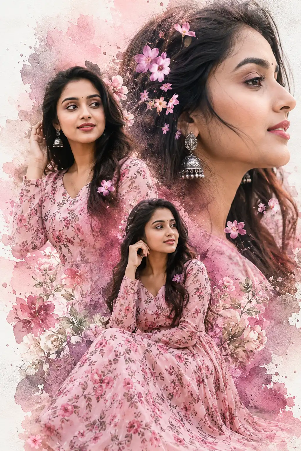 Dreamy floral portrait collage