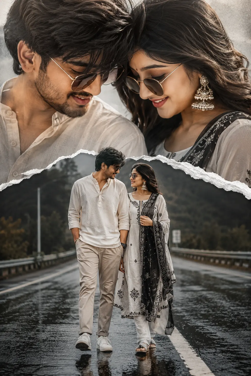 Romantic walk in the rain